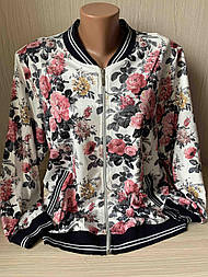 Кофта вітровка бомбер стильний жіночий квітковий принт кишені Якість! Розмір 54,56,58