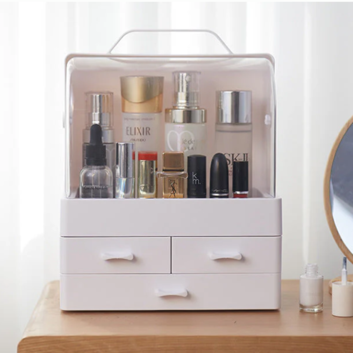 Органайзер для косметики та парфумерії Cosmetic box, бокс для косметики з висувними ящиками -GW-880 Білий, фото 1