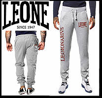 Штани cпортивні чоловічі Leone бавовна оригінал вільні з манжетом кишенями на гумці повсякденні сірі L