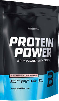 Комплексний протеїн BioTech Protein Power 1 кг полуниця-банан, фото 1