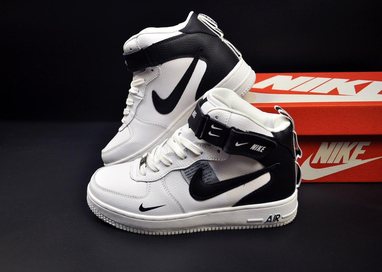 Хайтопи/кросівки зимові Nike Air Force High Black/White 37-41р (жіночі, підліткові)