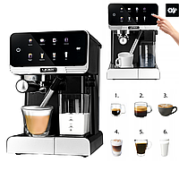 Кавоварка Yoer +LED 20bar потужністю 1350W Автомат +Термоблок з автоматичним спінювачем молока для дому