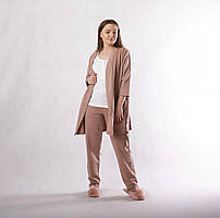 Піжама тепла з халатом для вагітних і годуючих 100% бавовна Мокко