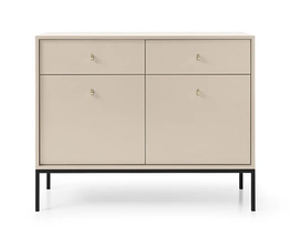 Комод Mono 103 см 2-дверний з шухлядами / беж пісочний чорні ніжки TM Perfect Home Польща, фото 2