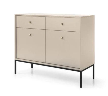 Комод Mono 103 см 2-дверний з шухлядами / беж пісочний чорні ніжки TM Perfect Home Польща