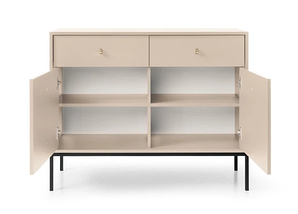 Комод Mono 103 см 2-дверний з шухлядами / беж пісочний чорні ніжки TM Perfect Home Польща, фото 4