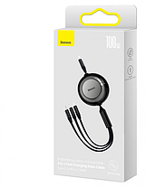 Кабель Baseus Bright Mirror 2 Series Retractable 3-in-1 Cable Type-C to MicroUSB+Lightning+Type-C 100W 1.1m CAMJ010201 Black, фото 5