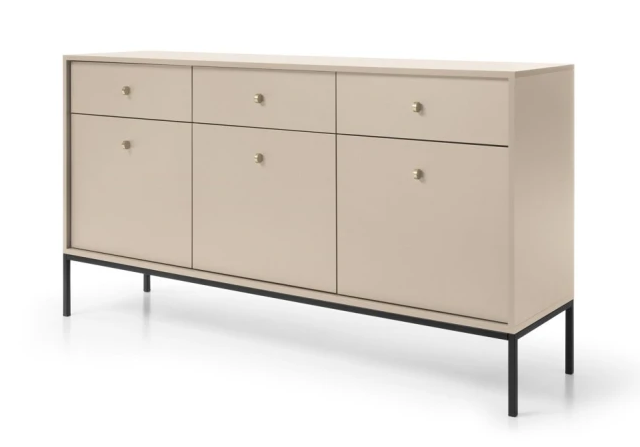 Комод Mono 153 см 3-дверний з шухлядами / беж пісочний чорні ніжки TM Perfect Home Польща