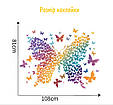 Наклейка на стіну 3D вінілова інтер'єрна 108х81 метелики різнокольорові 8866, фото 2