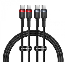Кабель Baseus Cafule Series Cable Type-C to Type-C 100W 1m 2pcs P10318306003-00 Red Black+Grey Black, фото 3
