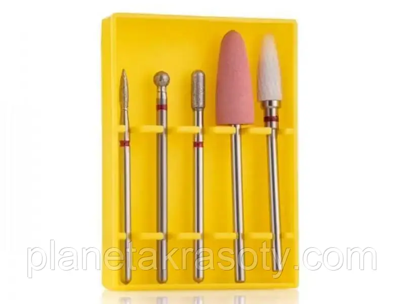 Набір фрез для тонкої кутикули в контейнері SET-5B RED, 5 шт