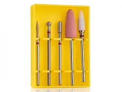 Набір фрез для тонкої кутикули в контейнері SET-5B RED, 5 шт