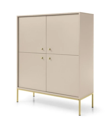 Комод високий Mono 103 см 4-дверний  / беж пісочний золоті ніжки TM Perfect Home Польща