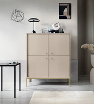 Комод високий Mono 103 см 4-дверний / беж пісочний золоті ніжки TM Perfect Home Польща, фото 5