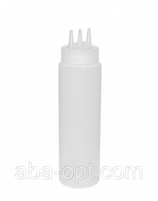 Диспенсер пластиковий для соусів із трьома носиками V 350 мл Білий (шт)., фото 1