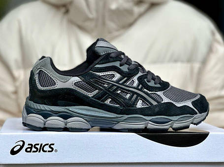 Чоловічі кросівки Asics Gel NYC Graphite Grey Black Асікс Гель Нук сірі демісезон чорні замша повсякденні демісезонні повсякденні, фото 1
