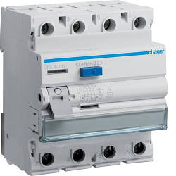 Пристрій захисного відключення УЗО 4P 40A, 300mA, тип А, Hager, CFA440D