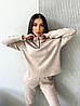 Пудровий жіночий костюм-двійка: кофта з блискавкою та штани в тон із турецької двосторонньої ангори люкс, фото 5
