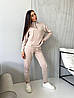 Пудровий жіночий костюм-двійка: кофта з блискавкою та штани в тон із турецької двосторонньої ангори люкс, фото 7