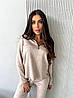 Пудровий жіночий костюм-двійка: кофта з блискавкою та штани в тон із турецької двосторонньої ангори люкс, фото 6