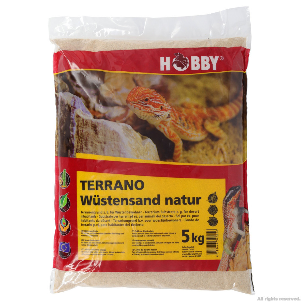 Субстрат для пустельних рептилій Hobby Terrano Desert Sand natural 0,1-0,4мм 5кг (34085)