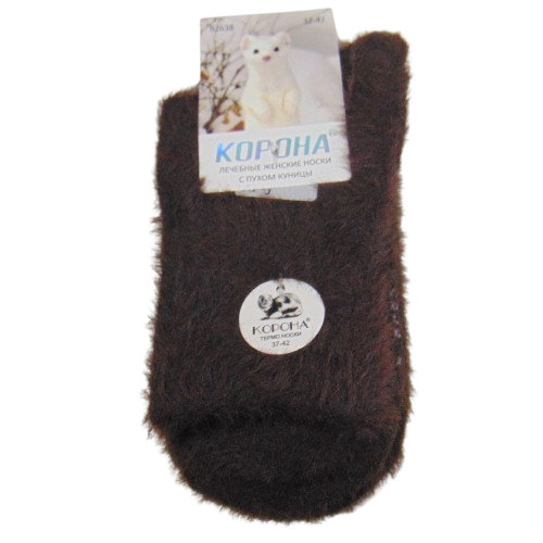 Шкарпетки з пухом куниці Корона 37-42 коричневі 2638, фото 1