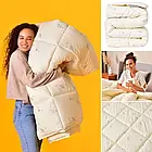 Ковдра вовняна 150х200см Sei Design 200 гр/м2 всесезонна, вовна, мікрофібра овечка молоко, фото 3