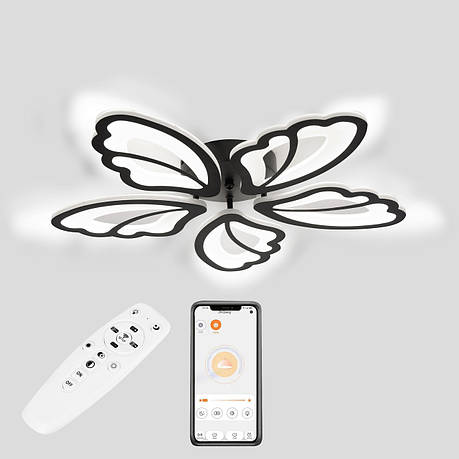 Стельова LED люстра, світлодіодний світильник Sunlight чорний L77045/5, фото 1
