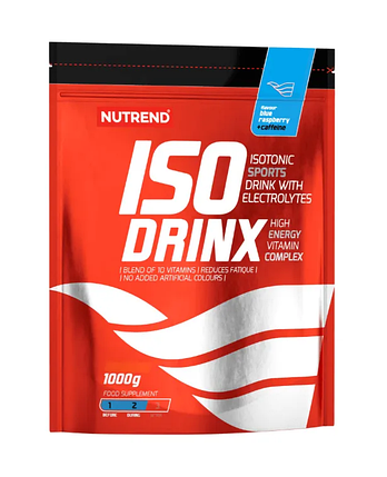 Ізотонік Nutrend IsoDrinx 1000 g Blue Raspberry + Caffeine, фото 1