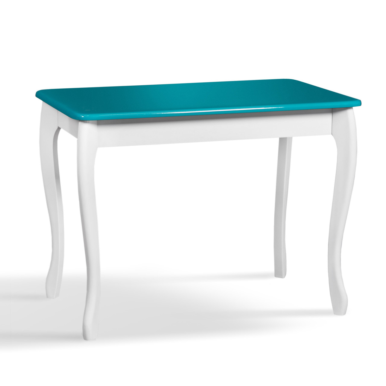 Стіл обідній дерев'яний Смарт білий стільниця бірюза, фото 1
