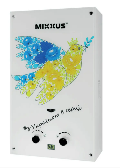 Газова колонка MIXXUS GWH-0610 BASIC GLASS (Німеччина) Колонка газова димохідна 10 л зі скляною панеллю, фото 1