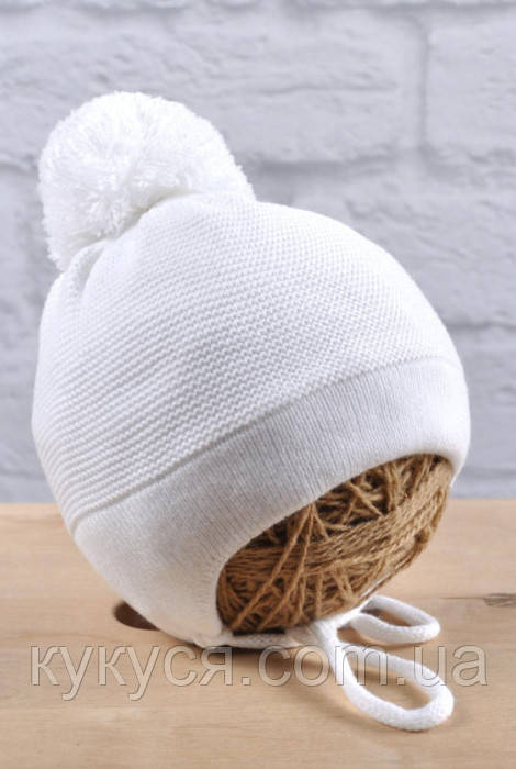 Дитяча шапочка, біла дитяча демісезонна шапочка, фото 1