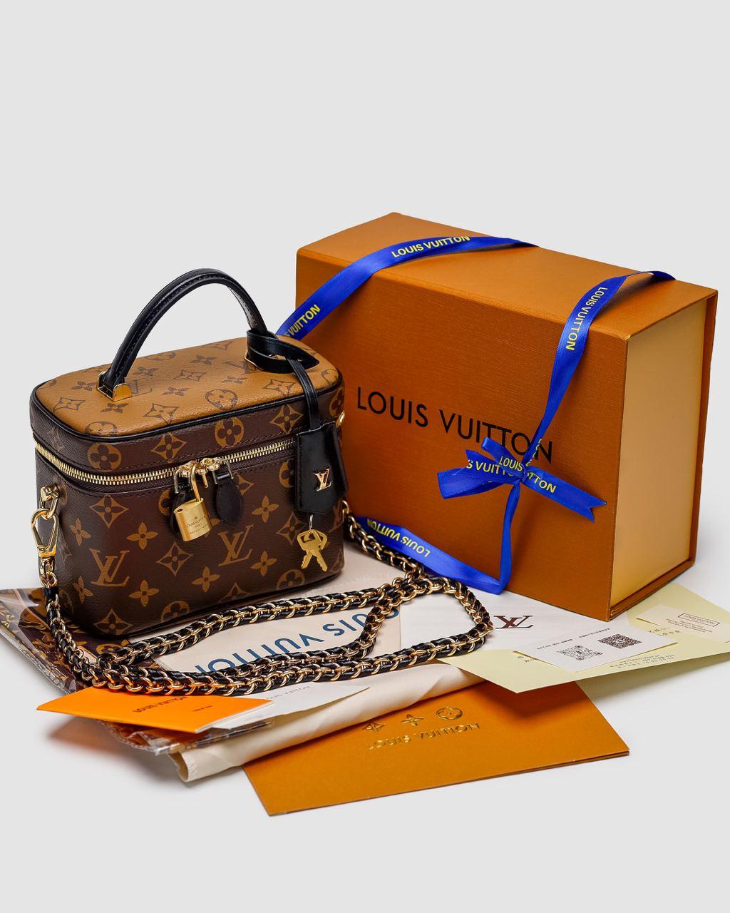 Стильна шкіряна жіноча сумочка Louis Vuitton коричнева з фірмовим тисненням