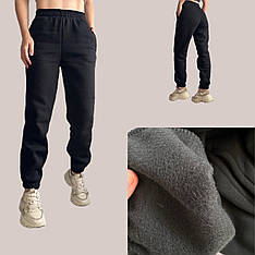 Джоггери з ТУРЕЦЬКОЇ трьохнитки на ФЛІСІ мод. 066 чорні