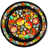 Декор панно тарілка з дерева на стіну (на кухню, в спальню, у зал) Петриківський розпис БУКЕТ АЙСТРИ d-30см
