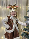Дитячий карнавальний костюм "Оленя", новорічний костюм на ранок, дитячий костюм атласний з хутром, фото 2