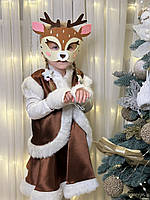Дитячий карнавальний костюм "Оленя", новорічний костюм на ранок, дитячий костюм атласний з хутром