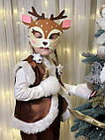 Дитячий карнавальний костюм "Оленя", новорічний костюм на ранок, дитячий костюм атласний з хутром, фото 5