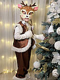 Дитячий карнавальний костюм "Оленя", новорічний костюм на ранок, дитячий костюм атласний з хутром, фото 7