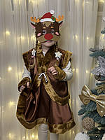 Дитячий карнавальний костюм "Лось", новорічний костюм на ранок, дитячий костюм атласний з хутром