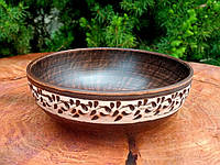 Миска, тарілка супова керамічна з червоної глини на 0,7 л ангоб