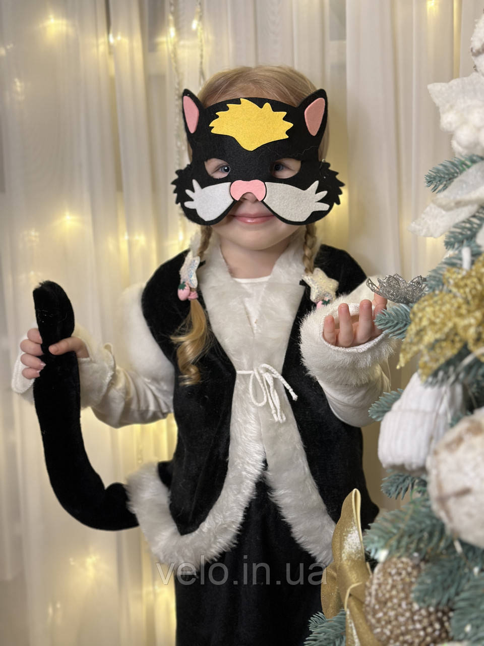 Маскарадна маска "Кіт", маска з фетру кота, дитяча маска, костюм кота, морда кота