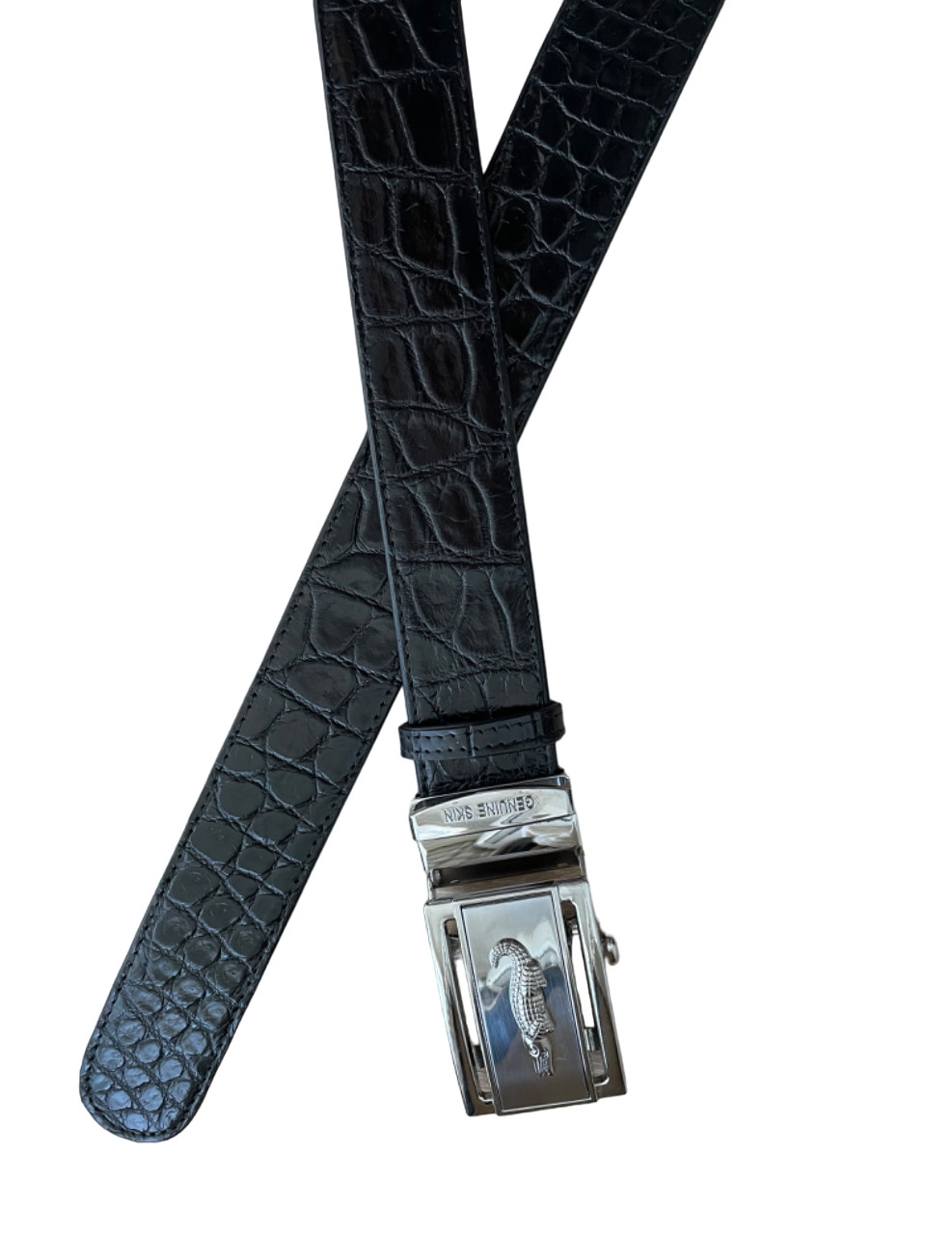 Ремінь чоловічий із натуральної шкіри крокодила  Ekzotic Leather чорний (crb 06)