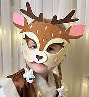 Маскарадна маска "Олень", маска з фетру оленя, дитяча маска, костюм оленя, морда оленя