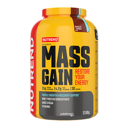 Гейнер Nutrend Mass Gain 2250 g Chocolate Сoconut, фото 1