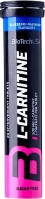 Л-карнітин BioTech Effervescent L-Carnitine 500 mg 20 таб блакитна малина