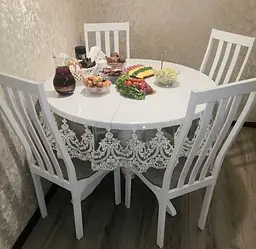 Скатертина кругла силіконова з мереживом 160 см