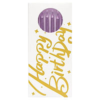 Свічки для торта "Нappy Вirthday" хром рожевий 6 шт.