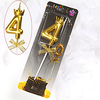 Свічка цифра "Золота корона" — 4