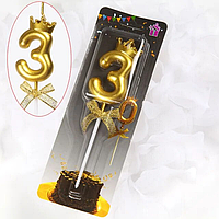 Свічка цифра "Золота корона" — 3